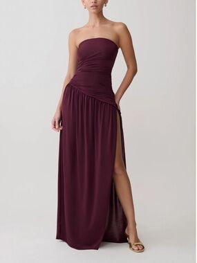 knee length dresses for ladies Larissa Satin Maxi Dress with Ruched Petals main image 0